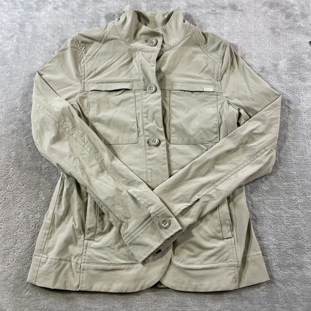 Eddie Bauer  Field Jacket Women 4 Khaki Utility Casual Stretch Minimalist School